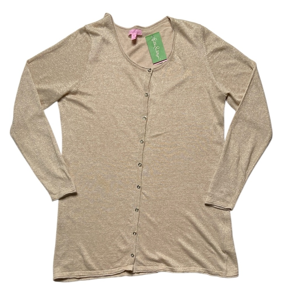 Lilly Pulitzer Jacey Gold Metallic Cardigan Size XL
